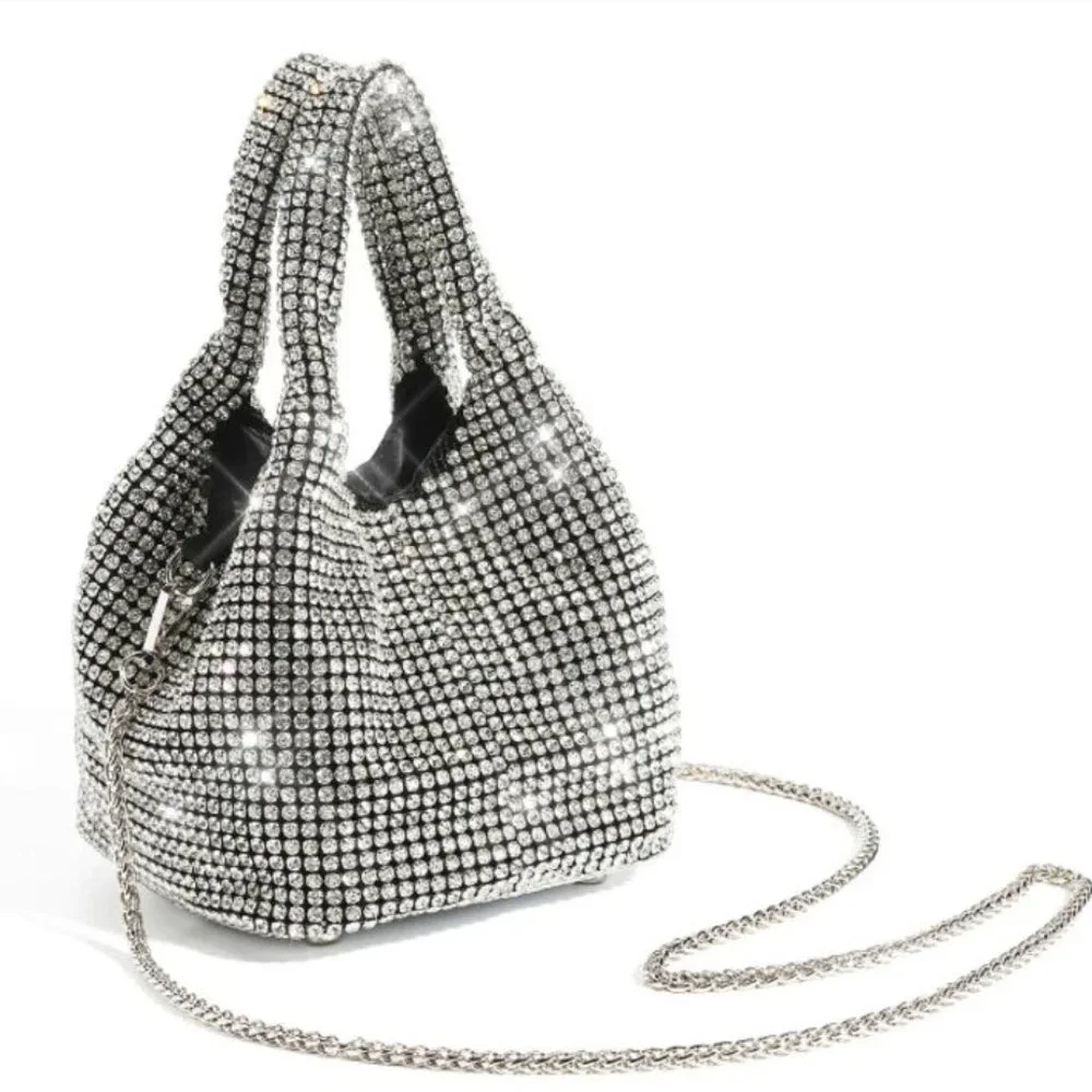 NWT Sparkling Bling SwarovskI Crystal Rhinestone Bucket Bag Shoulder Pur… - Picture 14 of 17